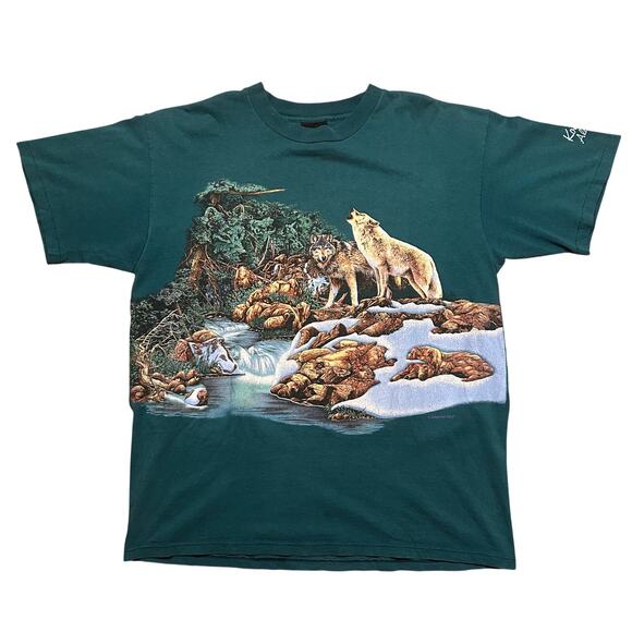 Vintage 90s Habitat Wrap Around Nature Animal Print USA L - Picture 1 of 6